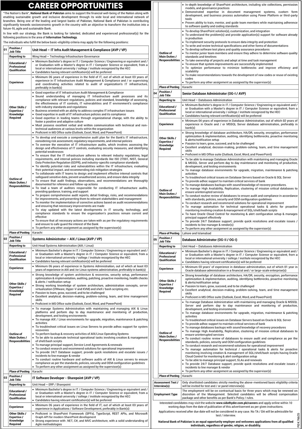Jobs in National Bank of Pakistan-1